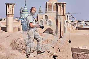 Solo traveler on a trip to Iran, Kashan ancient town.