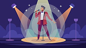 A soloist taking center stage their voice soaring and filling the room with angelic tones.. Vector illustration. photo
