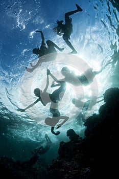 Solomon Islanders Swimming Playfully