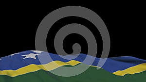 Solomon Islands fabric flag waving on the wind loop. Solomon Islands embroidery stiched cloth banner swaying on the breeze. Half-