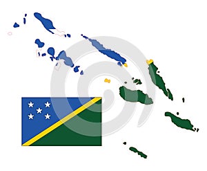 Solomon Islands Map and Flag