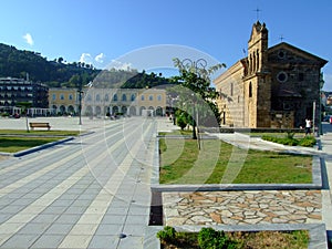 Solomos square on Zakyntos Island. Church Agios Nikolaos of Molos