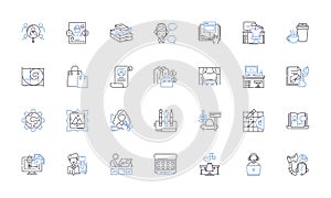 Solopreneur line icons collection. Entrepreneurship, Self-employment, Autonomy, Individuality, Innovation, Creativity photo