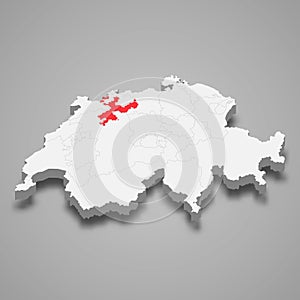 Solothurn cantone location within Switzerland 3d map