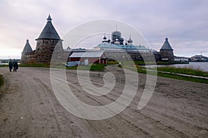 Solovki Monastery (Russia) seen from a Country Road