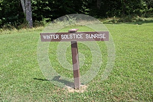 Solstice Sunrise Sign board at Serpernt Mound