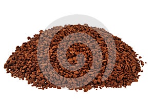 Soluble coffee in bulk on a white background