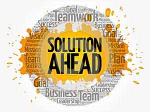 Solution ahead word cloud collage