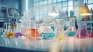 Solution in beaker laboratory equipment