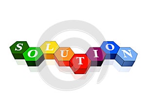Solution in colour hexahedrons