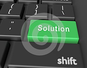 Solution concept. Word Solution on button of computer keyboard