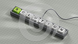 Solution.3D illustration of Computer keyboard keys.close up of Computer keyboard keys,