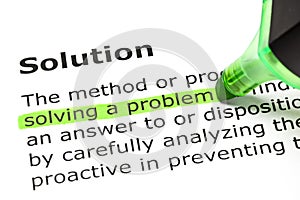 Solution Dictionary Definition Green Marker