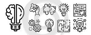 Solution icon set, outline style photo