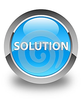 Solution glossy cyan blue round button