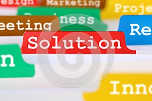 Solution for problem business concept office text on register in