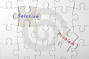 Solution, Problem written on white puzzle, jigsaw