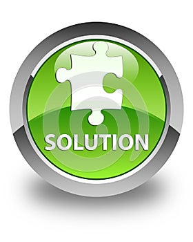 Solution (puzzle icon) glossy green round button