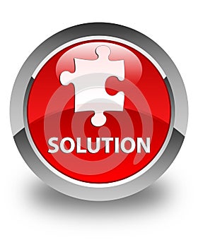 Solution (puzzle icon) glossy red round button