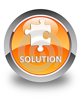 Solution (puzzle icon) glossy orange round button