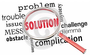 Solution Solve Problem Issue Resolution Magnifying Glas photo