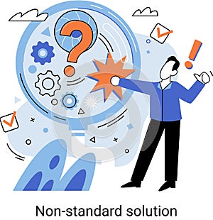 Solution solving problem, answer to question or creativity idea and innovation help business success