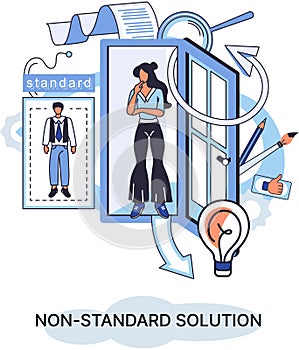 Solution solving problem metaphor, answer to question or creativity idea and innovation help business success