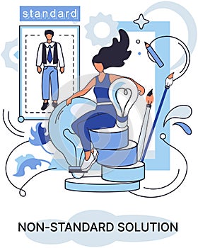 Solution solving problem metaphor, answer to question or creativity idea and innovation help business success