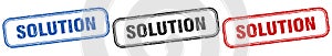 solution square isolated sign set. solution stamp.