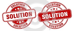Solution stamp. solution label. round grunge sign