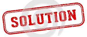 solution stamp. solution rectangular stamp on white background