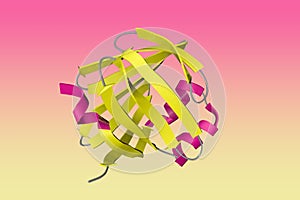 Solution structure of recombinant human epidermal-type fatty acid binding protein. Ribbons diagram. 3d illustration