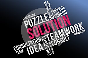 Solution word cloud collage, business and teamwork concept background