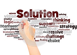 Solution word cloud hand writing concept