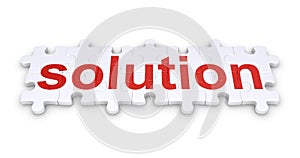 Solution word made of puzzle pieces