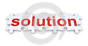 Solution word made of puzzle pieces photo