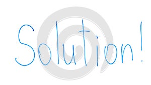 Solution word written on glass, finding and solving problems, reasonable way