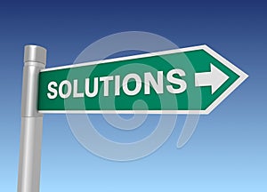 Solutions road sign 3d illustration