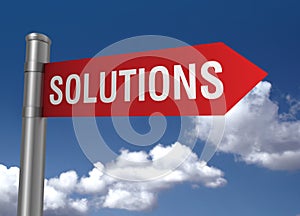 Solutions road sign 3d illustration