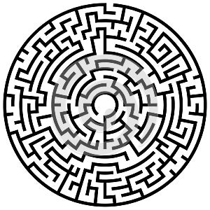 Solvable circular maze element isolated on white