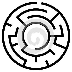 Solvable circular maze element isolated on white