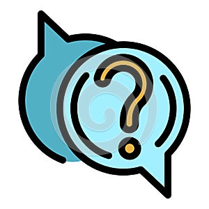 Solving chat problem icon color outline vector