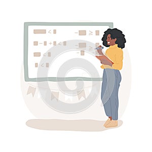 Solving equations and inequalities isolated cartoon vector illustration.