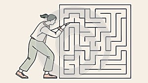 Solving a Maze, Navigating Complex Problems, vector design Generative AI