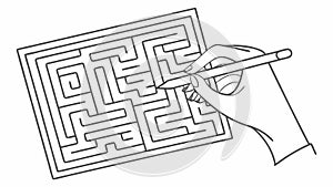 Solving a maze, problem solving strategy, navigating challenges, vector design Generative AI