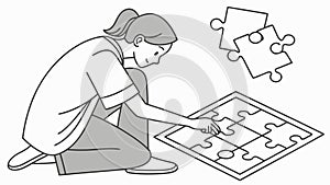 Solving Puzzle Challenge: Focused Problem-Solving and Logic, vector design Generative AI