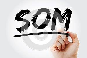 SOM - Service Oriented Management acronym with marker, business concept background