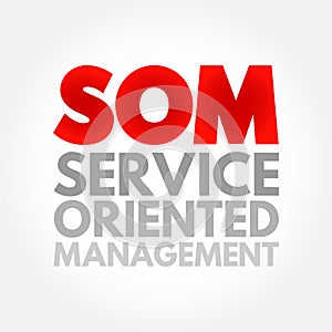 SOM Service Oriented Management - infrastructure that companies need to support the ongoing functionality, acronym text concept