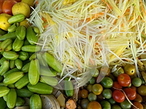 `Som Tam Thai` -Ingredients Papaya Salad Thai Food Style,Thai Food Concept