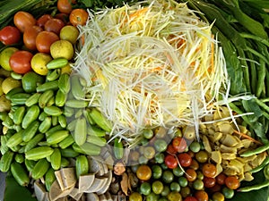 `Som Tam Thai` -Ingredients Papaya Salad Thai Food Style,Thai Food Concept